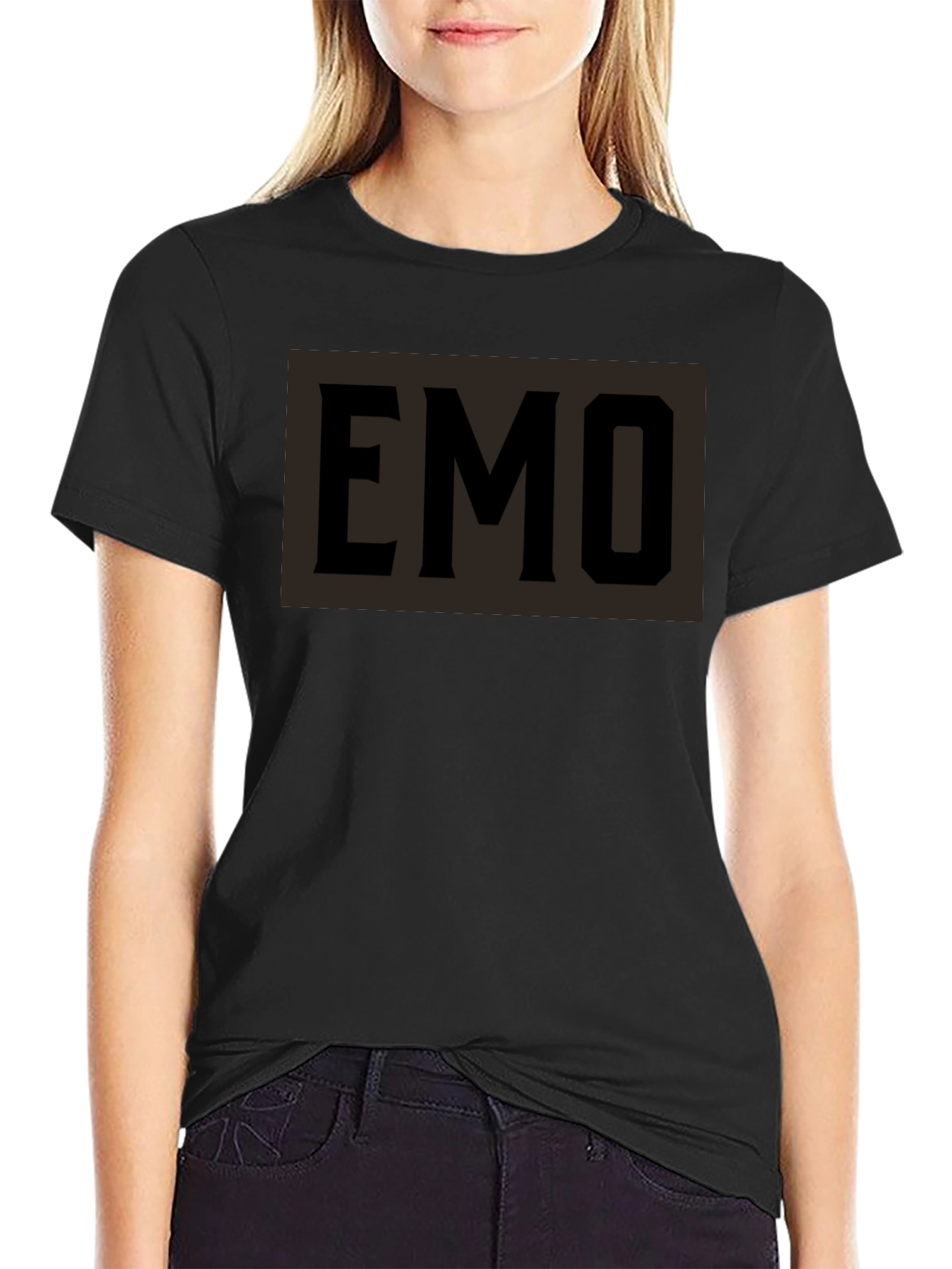 Emo Graphic T-Shirt - Black Crew Neck Tee