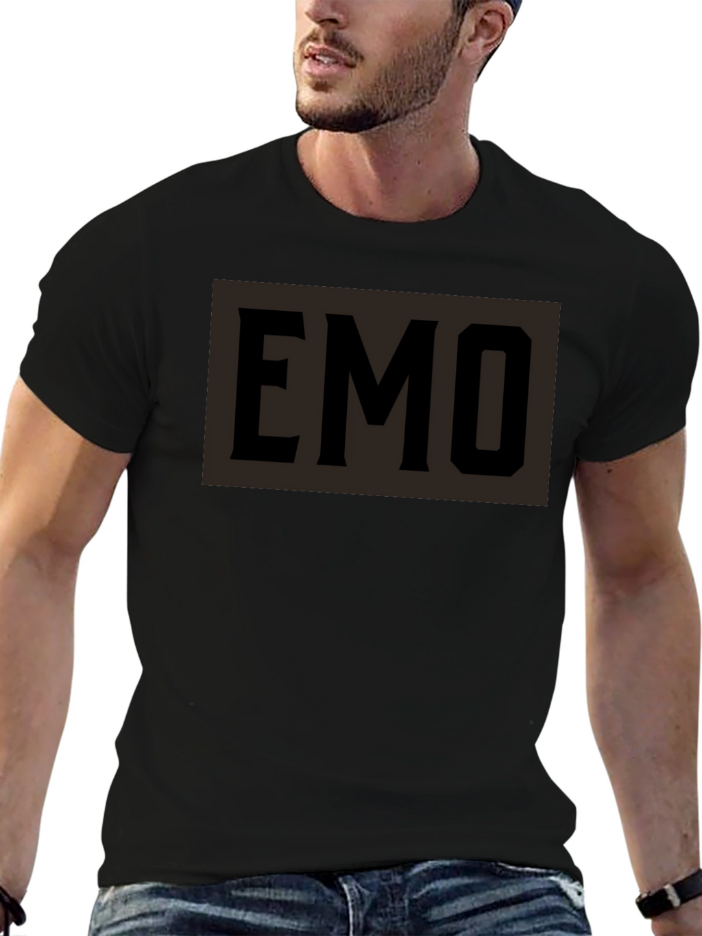 Emo Graphic T-Shirt - Black Crew Neck Tee