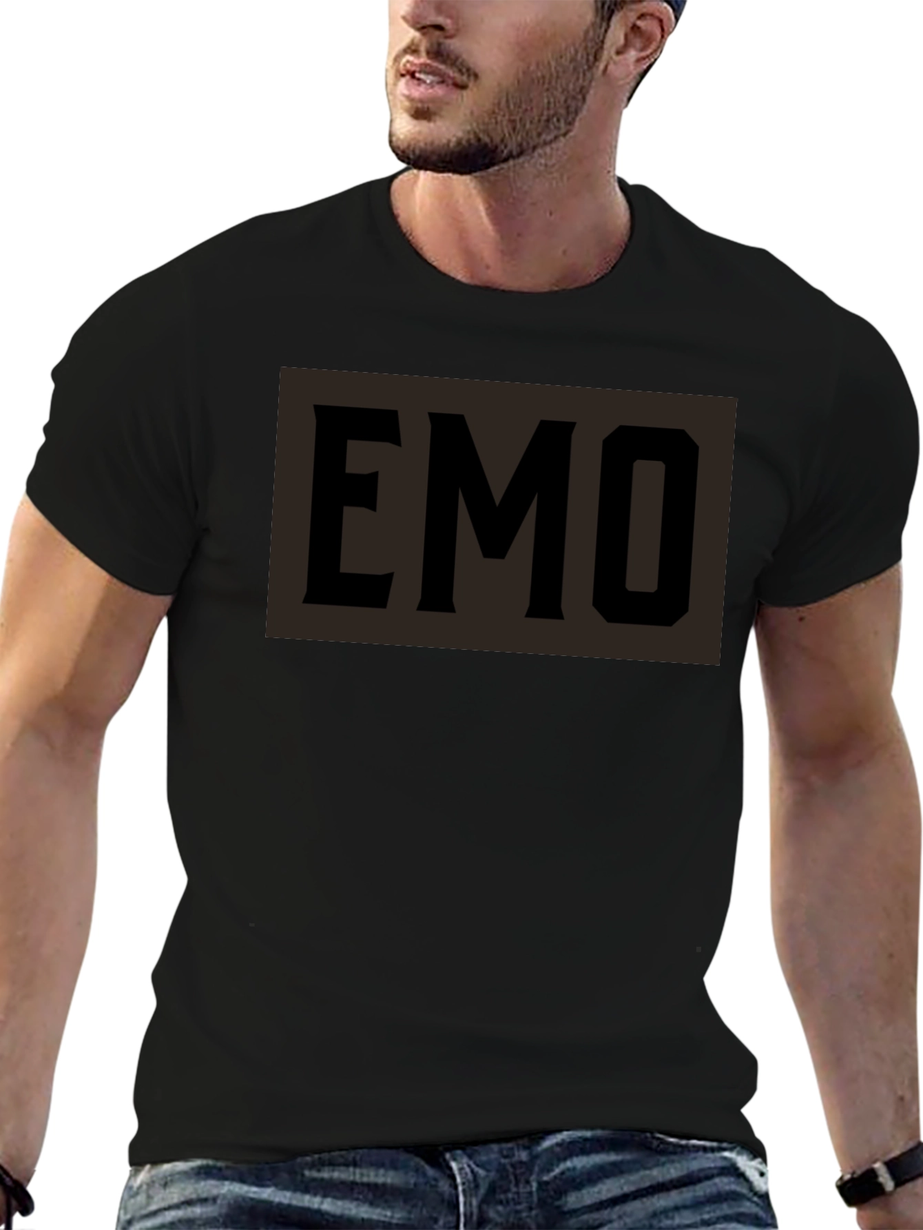 Emo Graphic T-Shirt - Black Crew Neck Tee