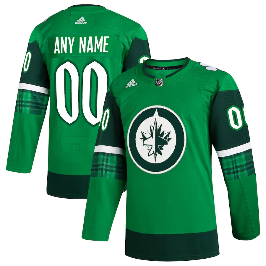 Men's Winnipeg Jets Kelly Green St. Patrick's Day Authentic Custom Jerseys