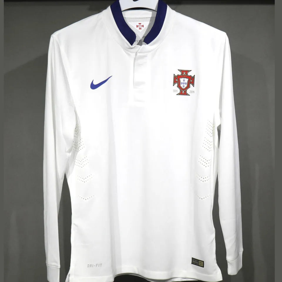 2014 Portugal Away White Retro Player Version Long Sleeve Soccer Jersey 球员版 Back