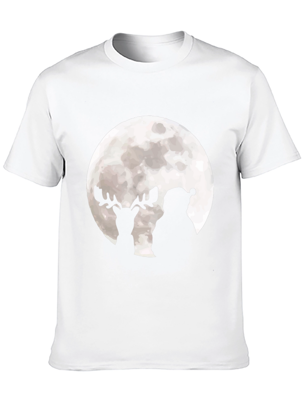 Santa & Reindeer Moon Graphic Black T-Shirt