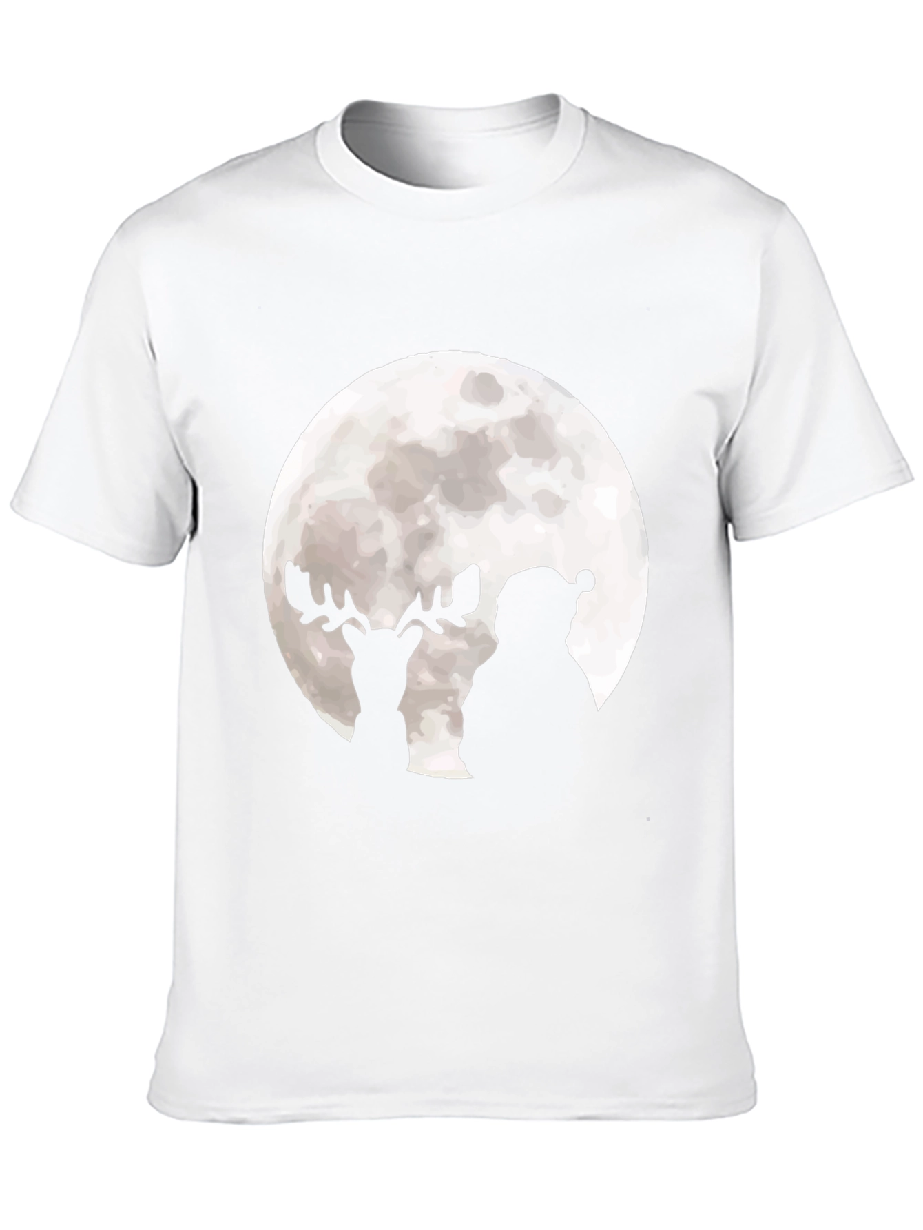 Santa & Reindeer Moon Graphic Black T-Shirt