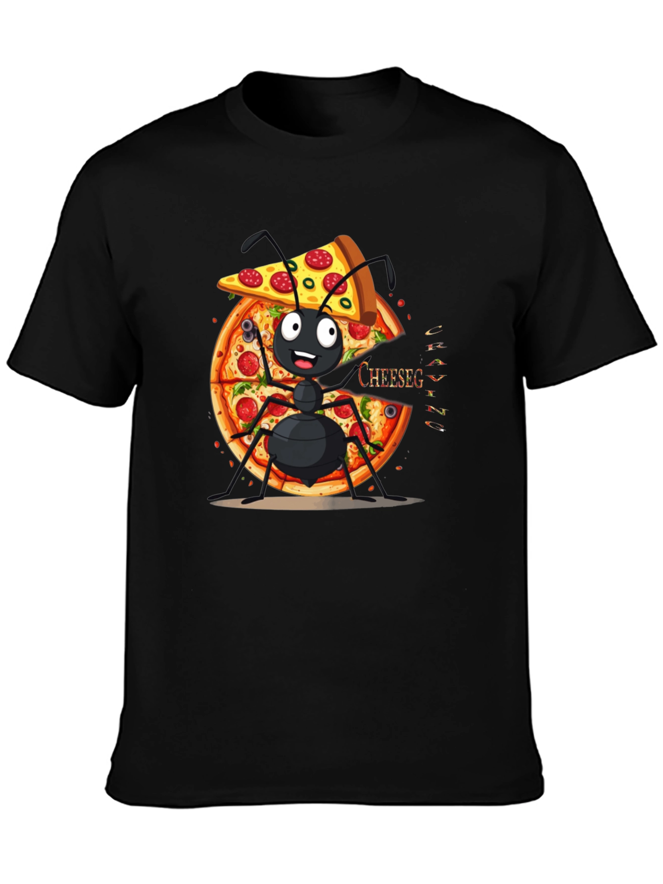 Ant Pizza Graphic Tee - Funny Cartoon T-Shirt
