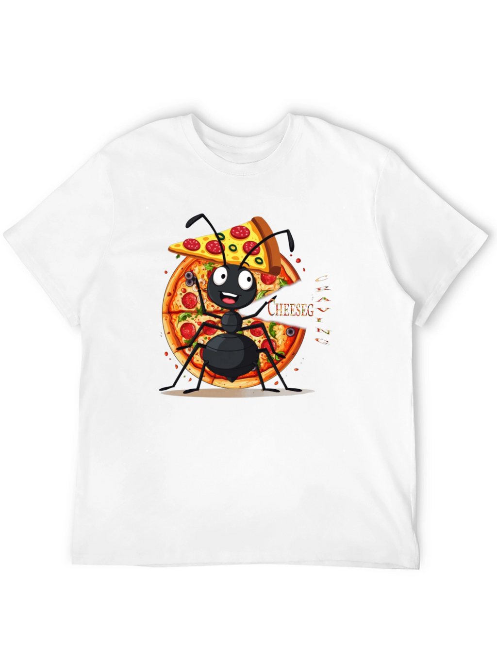 Ant Pizza Graphic Tee - Funny Cartoon T-Shirt