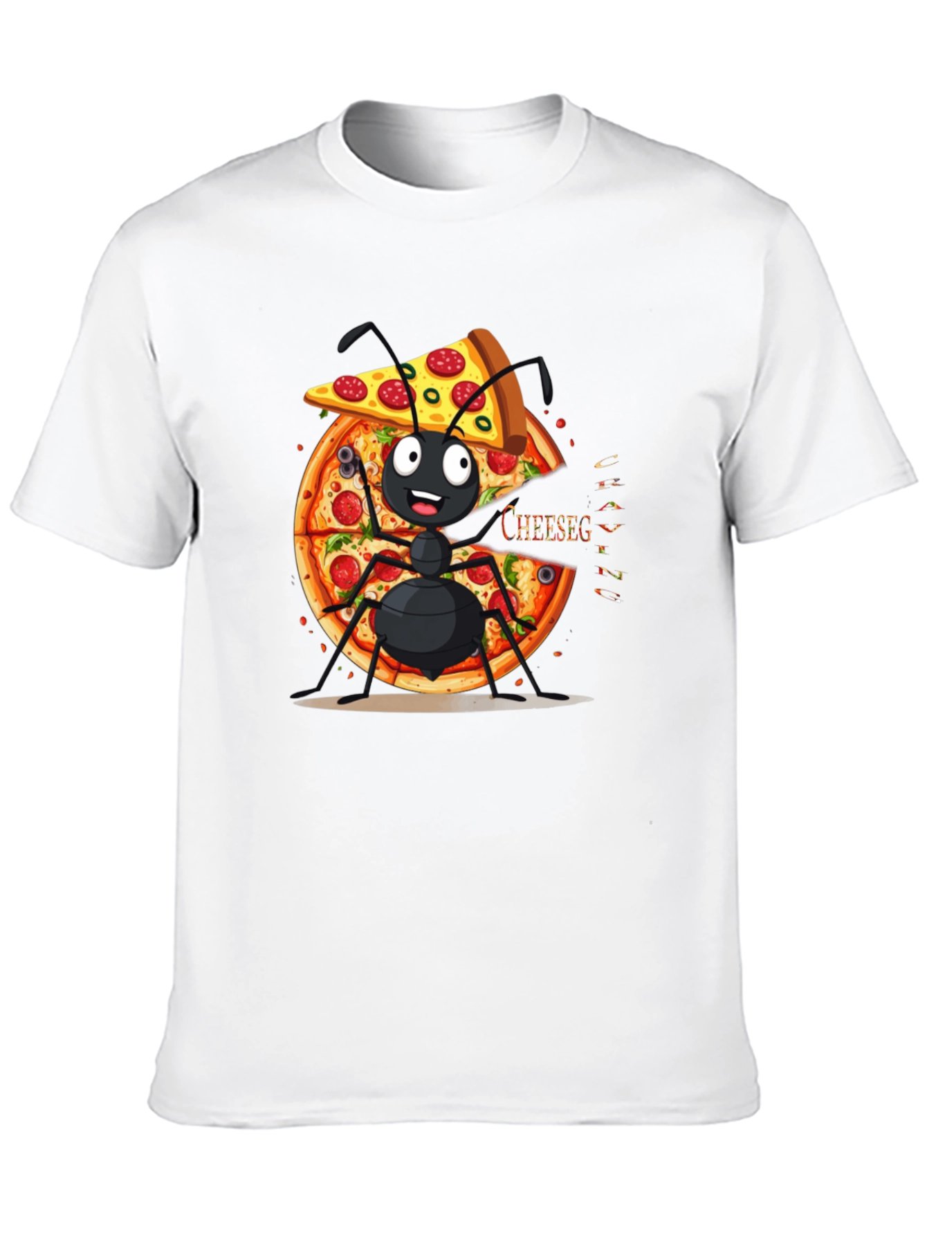 Ant Pizza Graphic Tee - Funny Cartoon T-Shirt