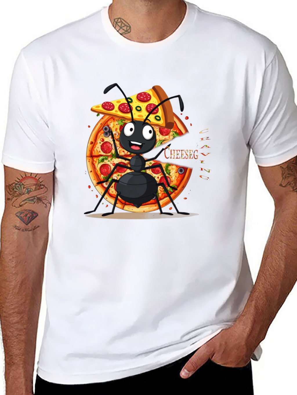Ant Pizza Graphic Tee - Funny Cartoon T-Shirt