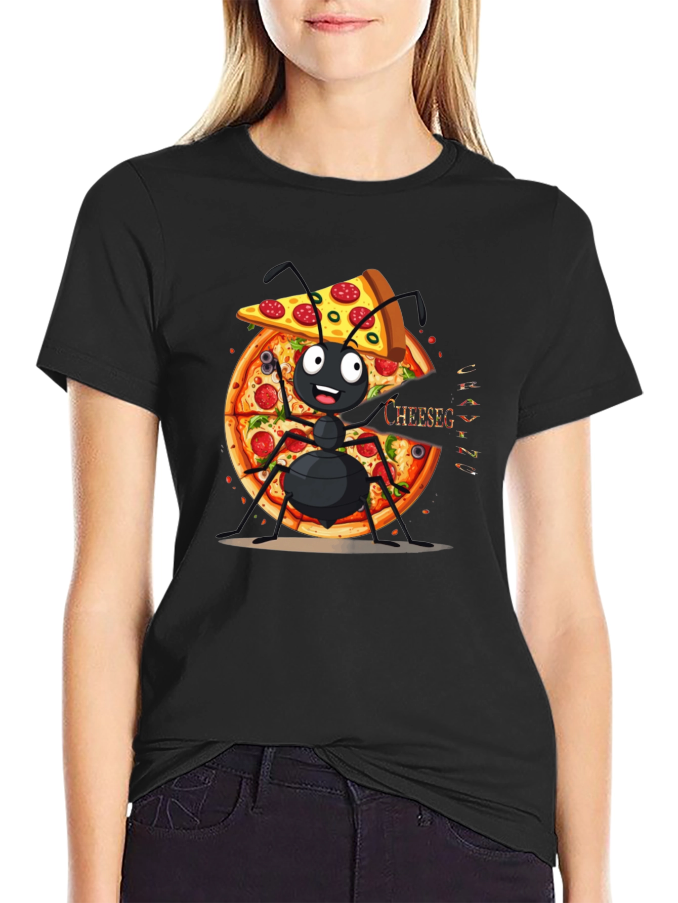 Ant Pizza Graphic Tee - Funny Cartoon T-Shirt