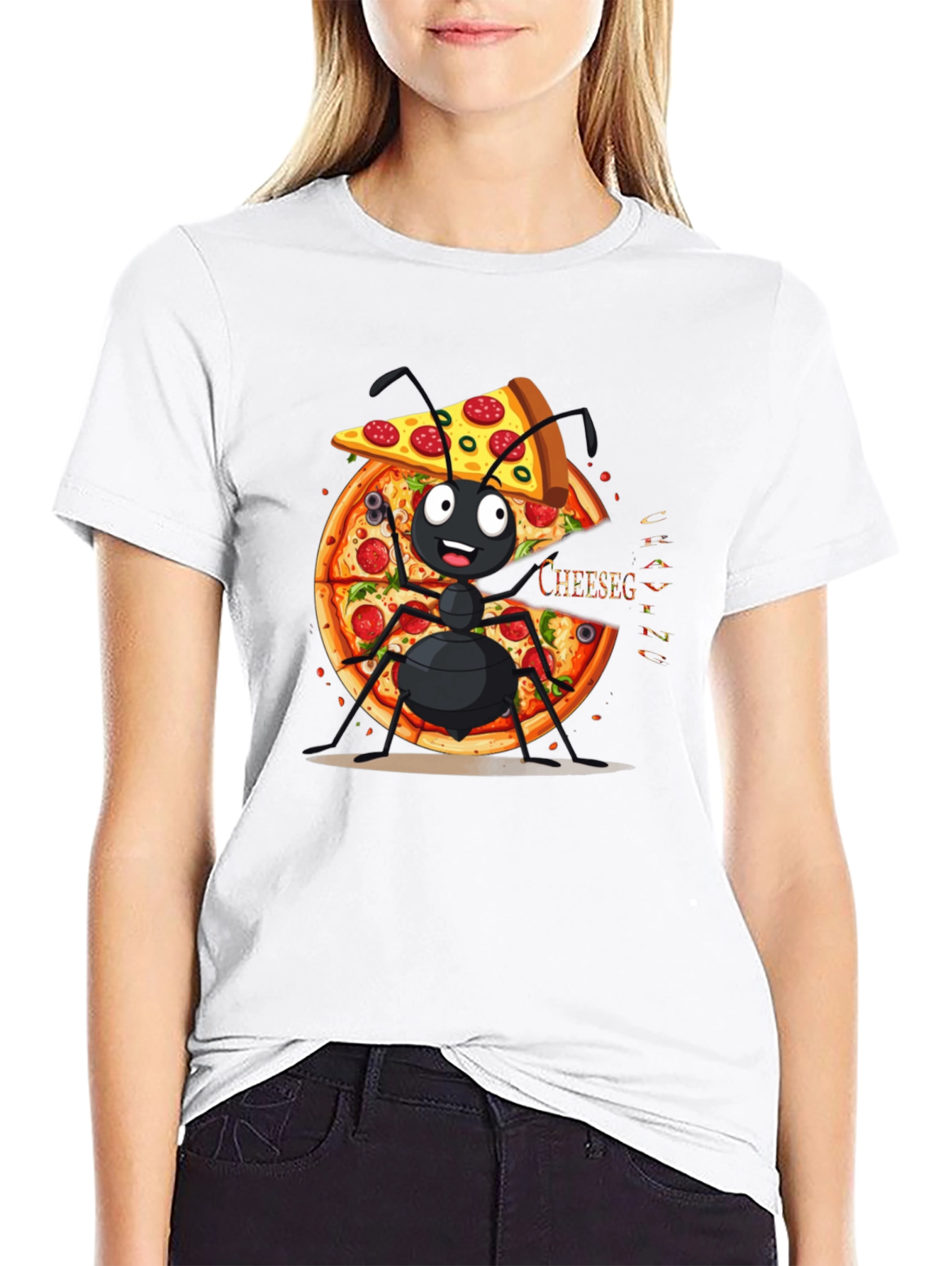 Ant Pizza Graphic Tee - Funny Cartoon T-Shirt