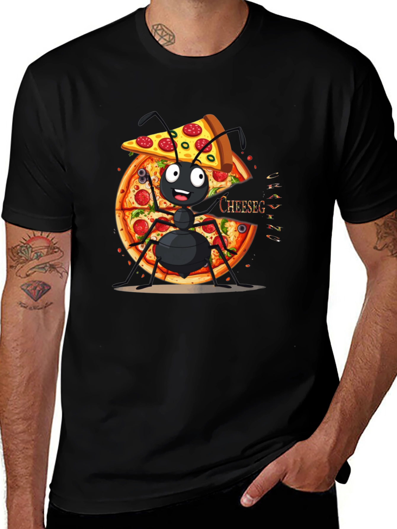 Ant Pizza Graphic Tee - Funny Cartoon T-Shirt