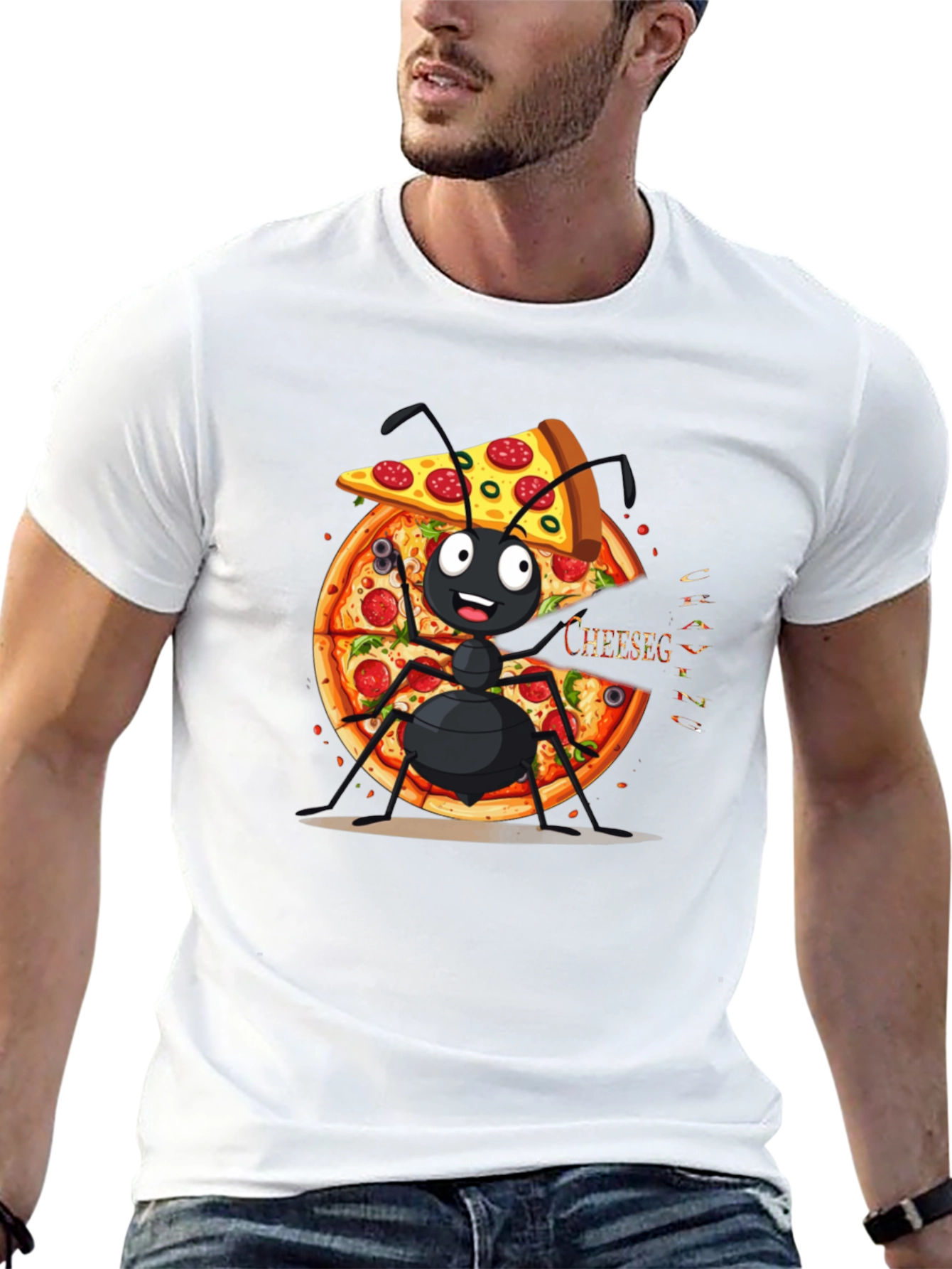 Ant Pizza Graphic Tee - Funny Cartoon T-Shirt