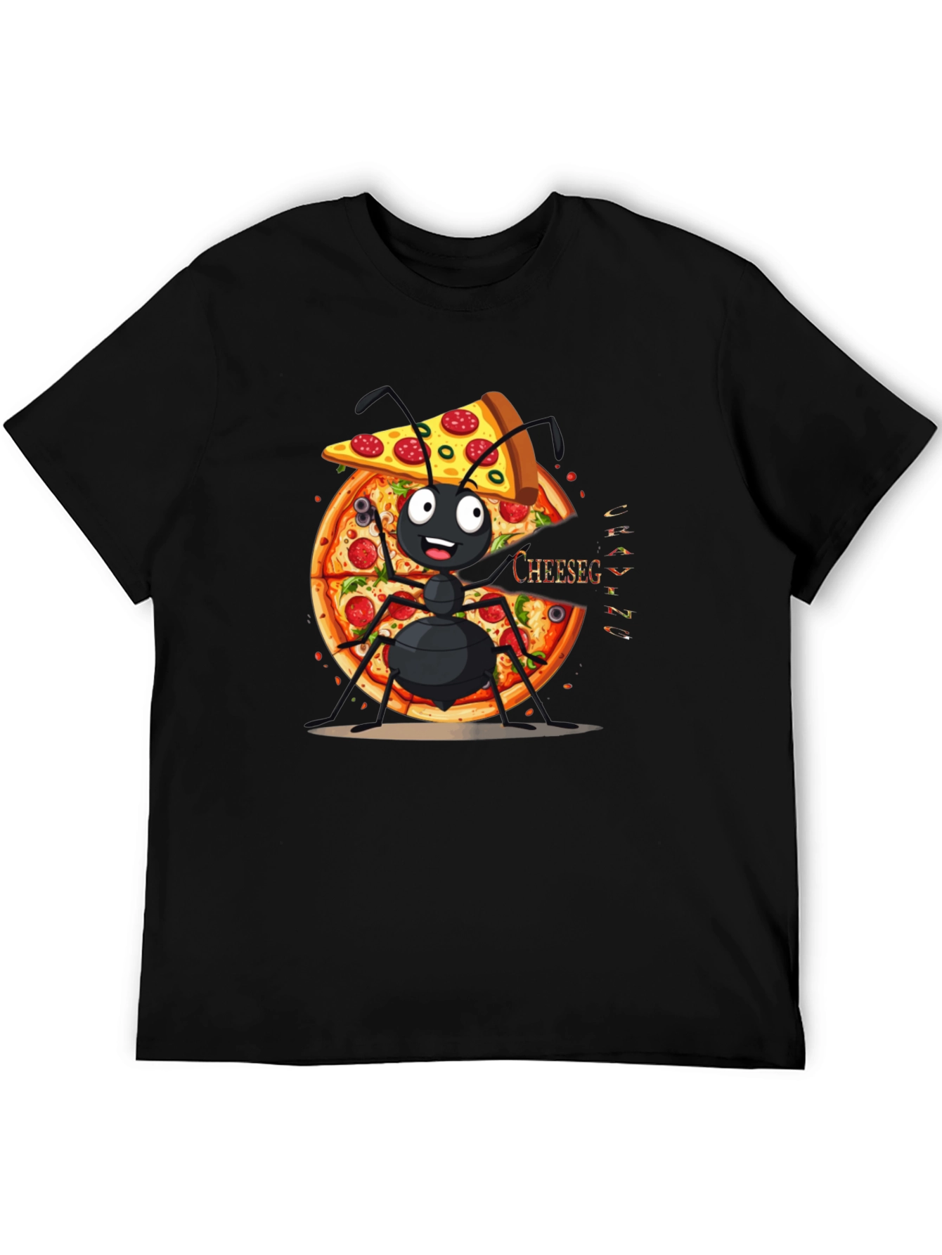 Ant Pizza Graphic Tee - Funny Cartoon T-Shirt