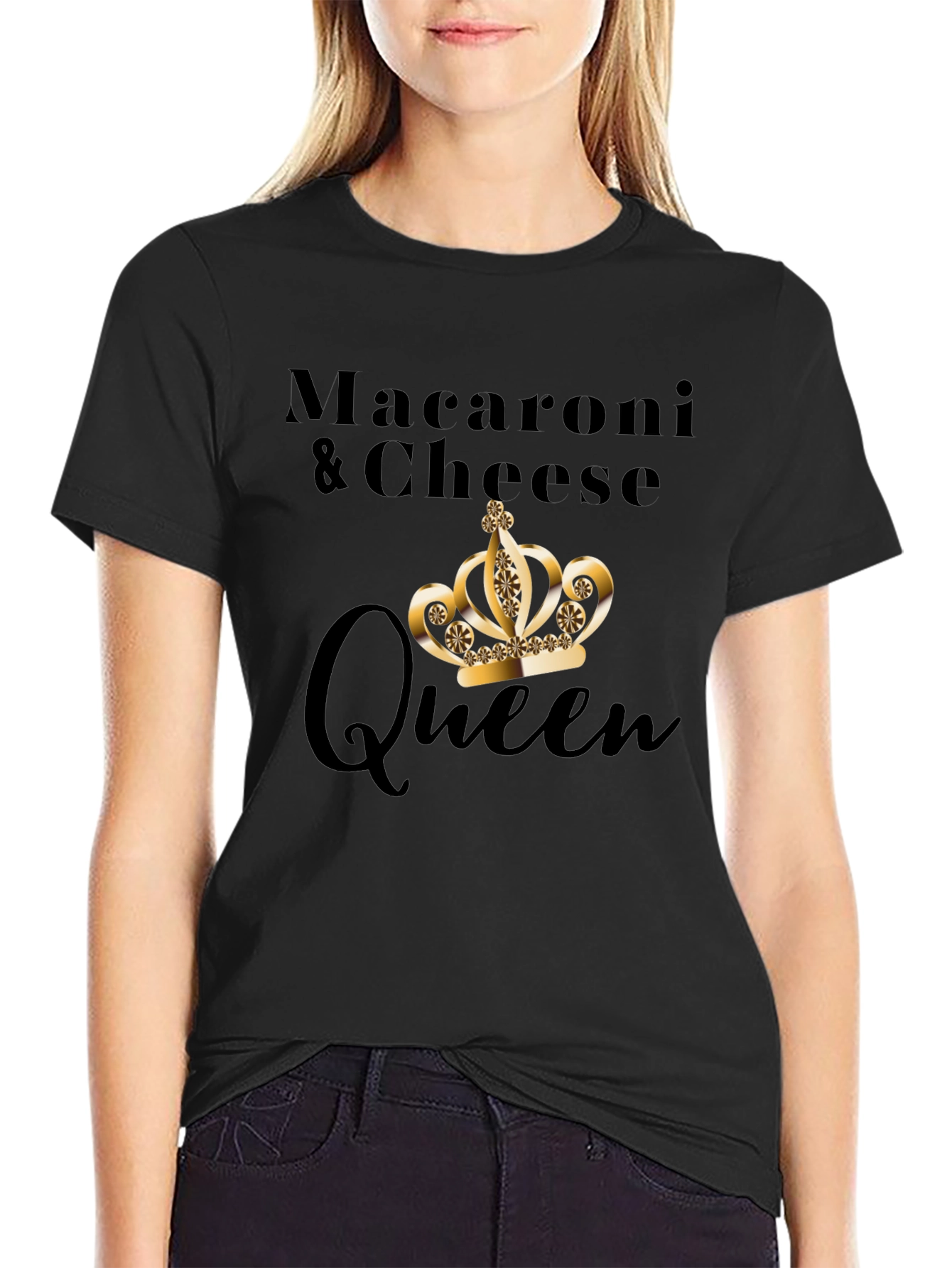 Macaroni & Cheese Queen Black T-Shirt