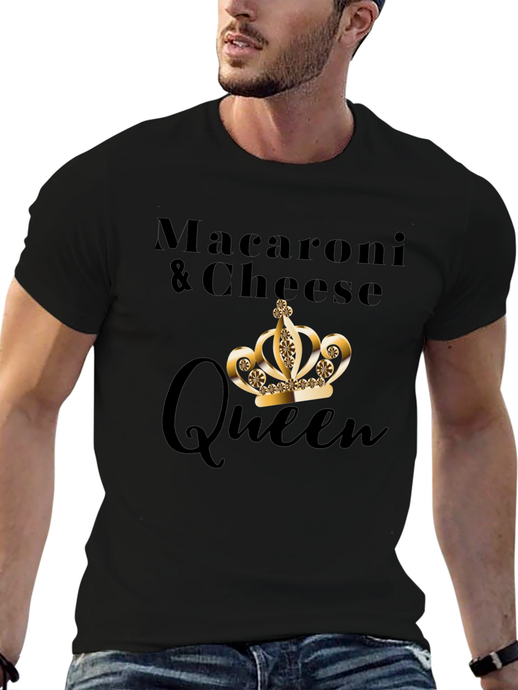 Macaroni & Cheese Queen Black T-Shirt
