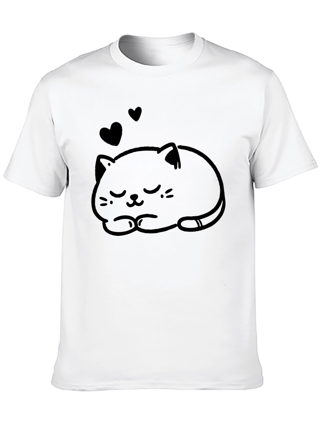 Cute Cat Nap Graphic Tee - Soft Black T-Shirt