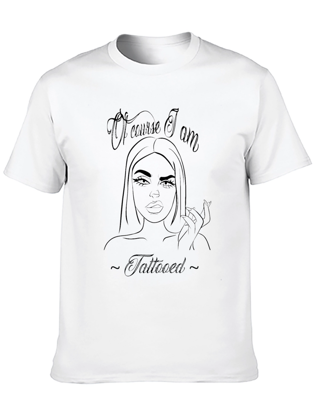 Tattooed Woman Graphic Tee - Casual Black T-Shirt