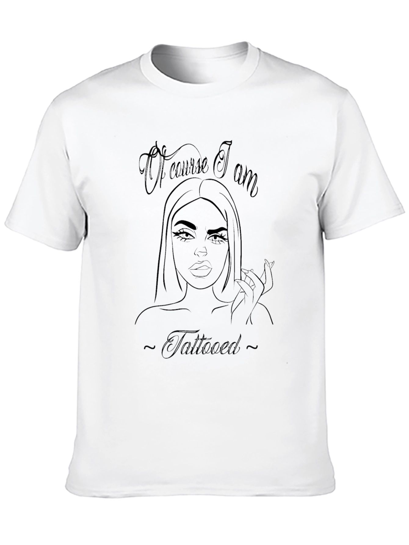 Tattooed Woman Graphic Tee - Casual Black T-Shirt