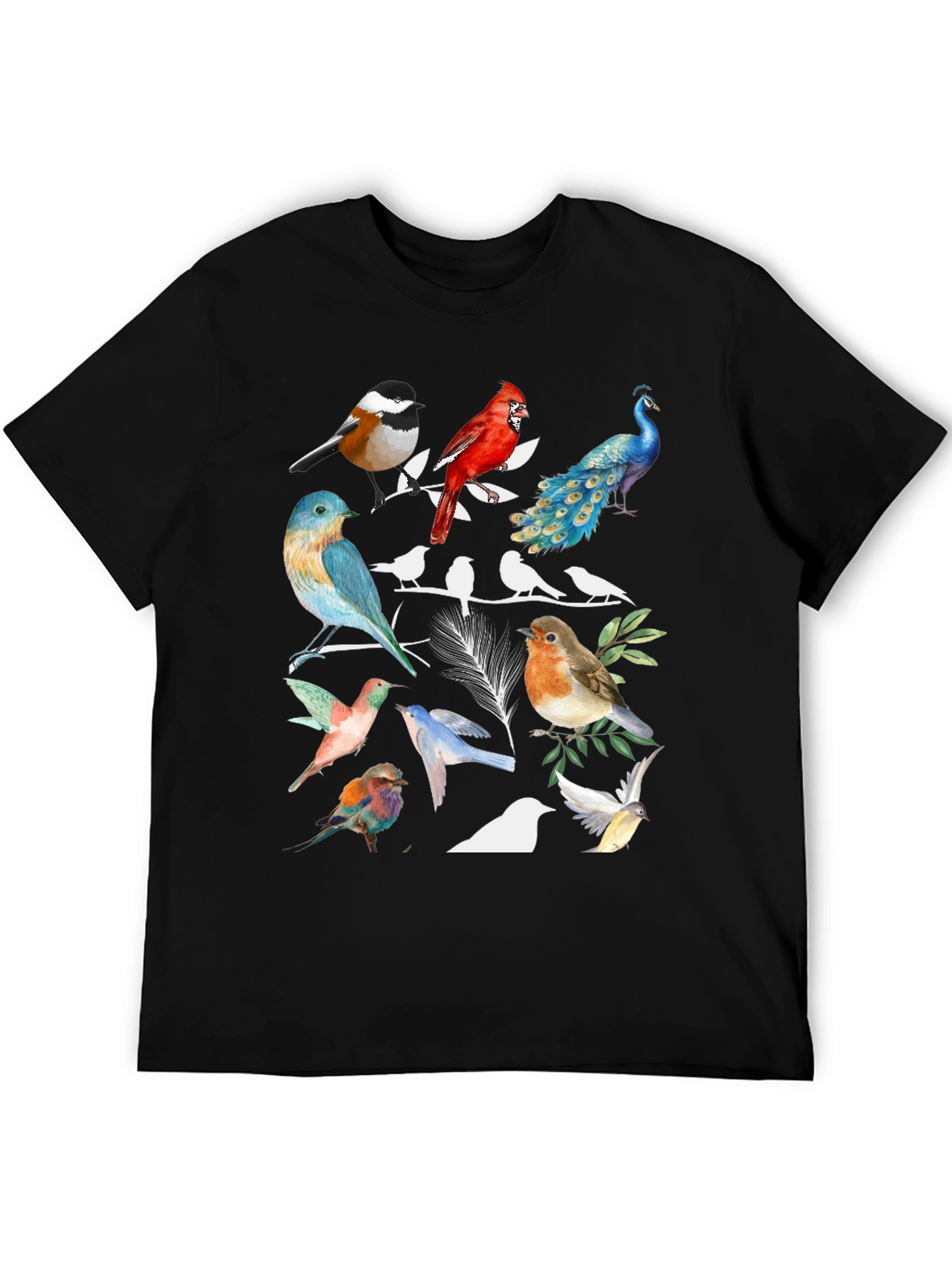 Birds Graphic Tee - Watercolor Print