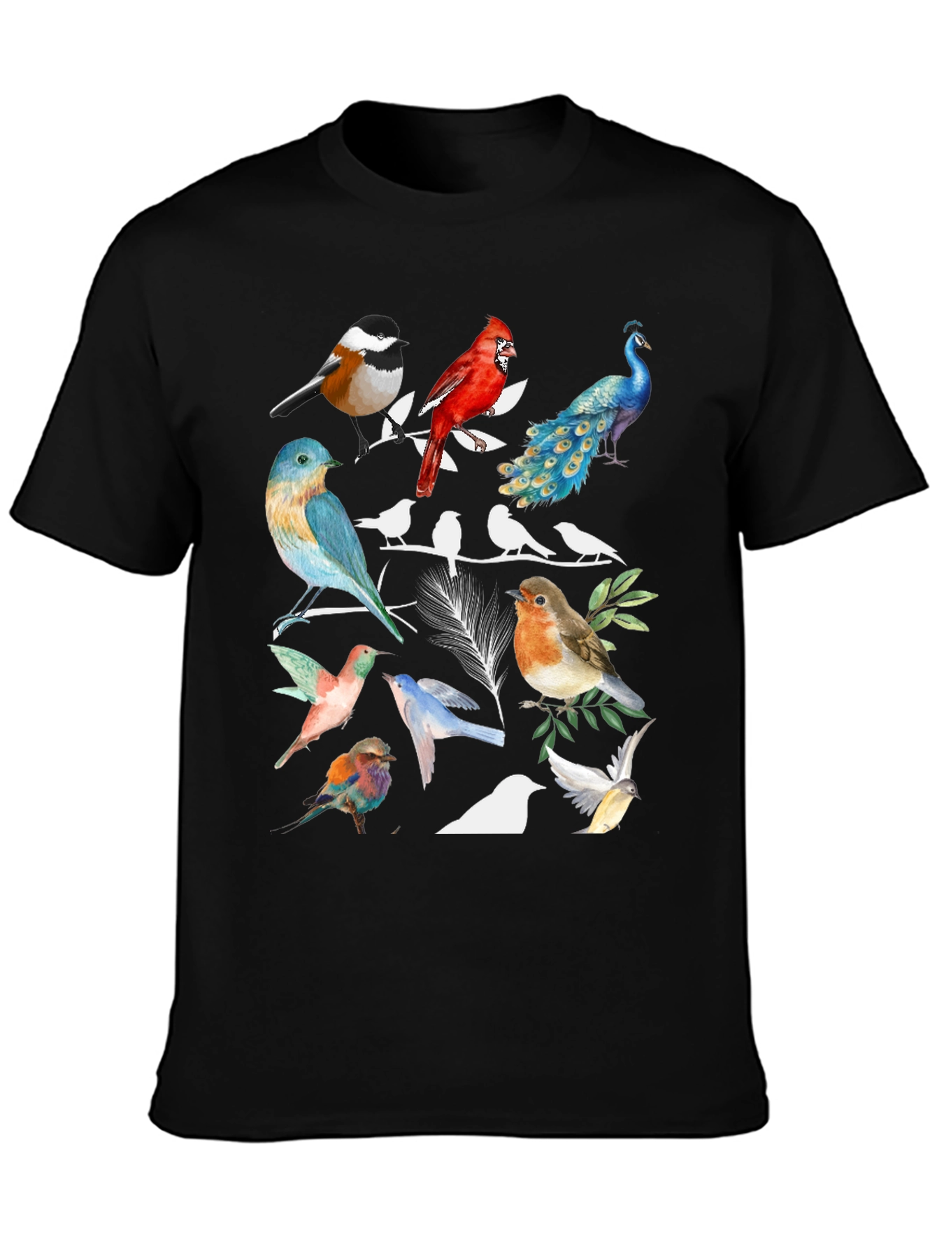 Birds Graphic Tee - Watercolor Print