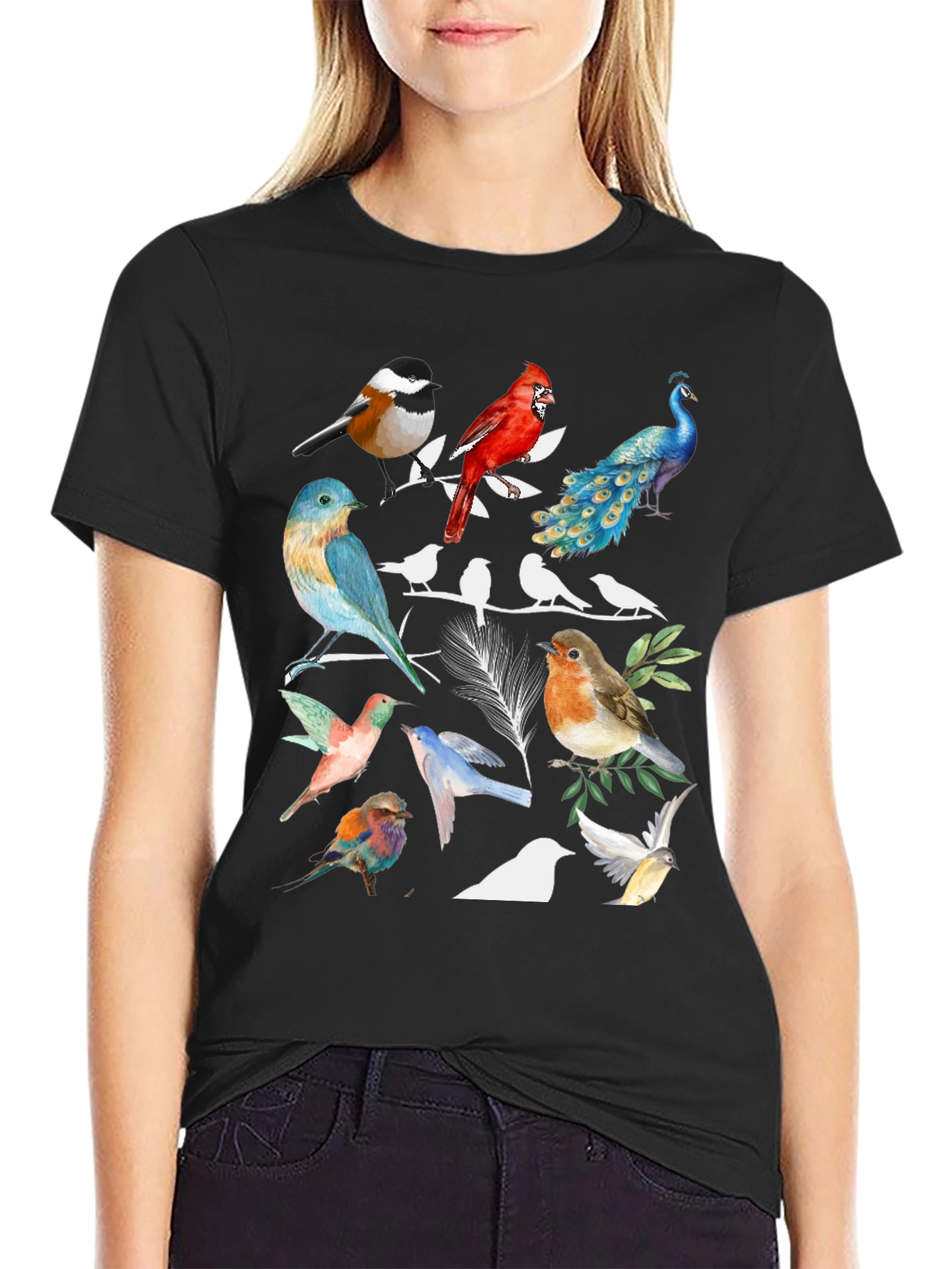 Birds Graphic Tee - Watercolor Print