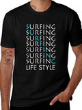 Surfing Lifestyle Graphic Tee - Black Cotton Blend