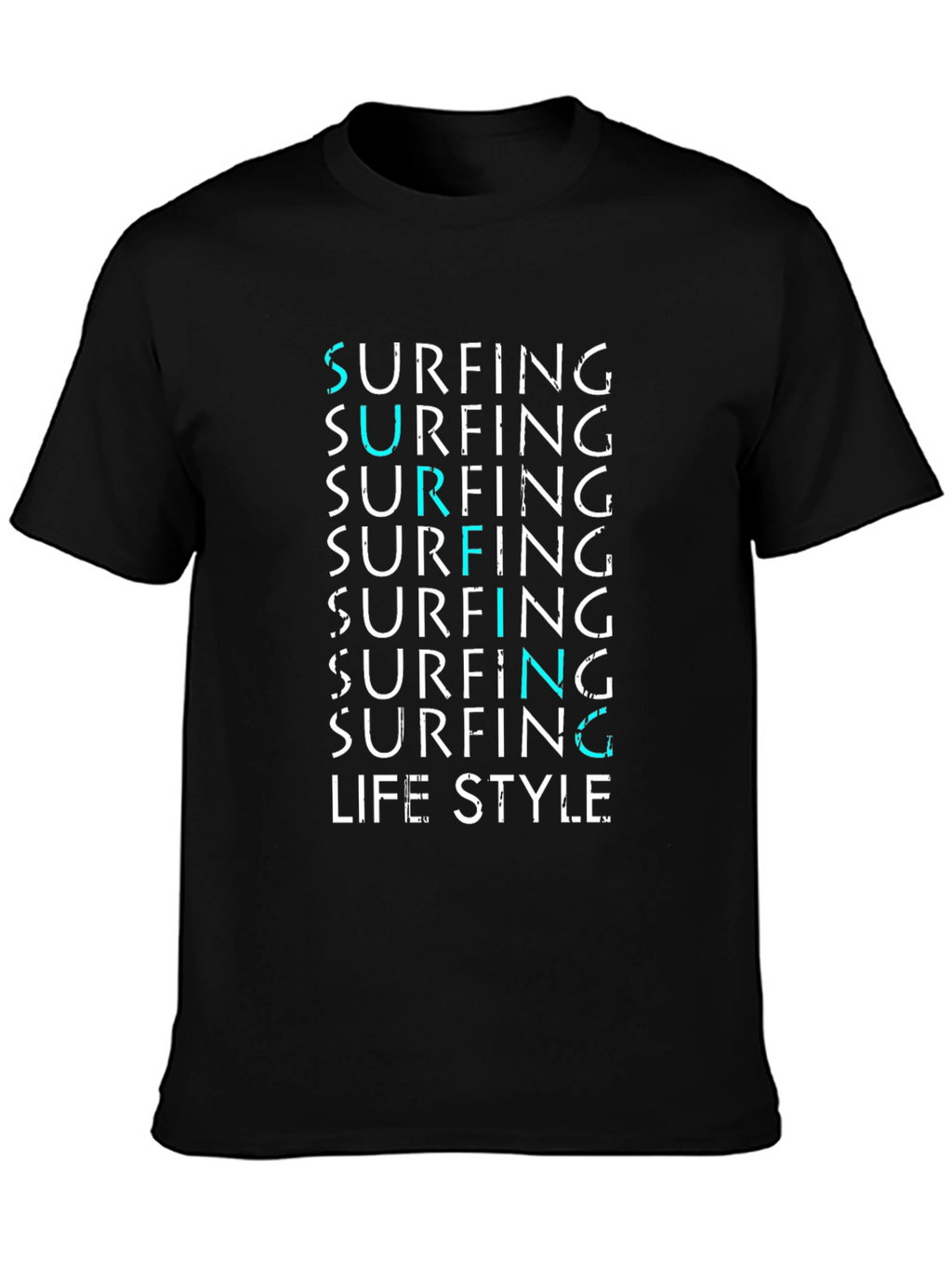 Surfing Lifestyle Graphic Tee - Black Cotton Blend
