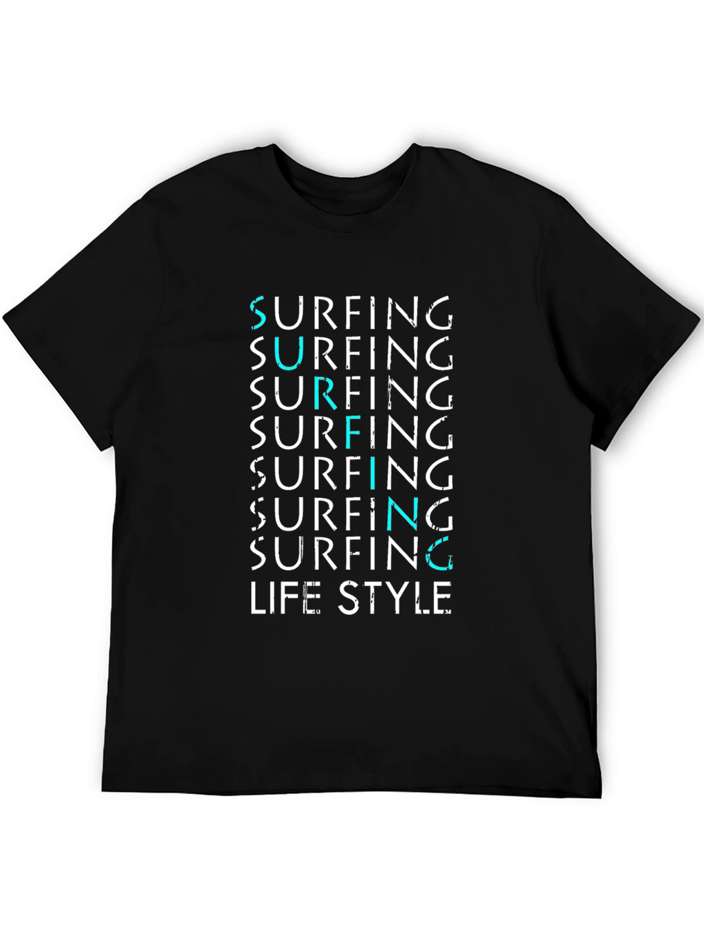 Surfing Lifestyle Graphic Tee - Black Cotton Blend