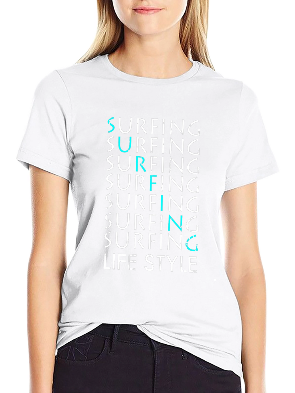 Surfing Lifestyle Graphic Tee - Black Cotton Blend