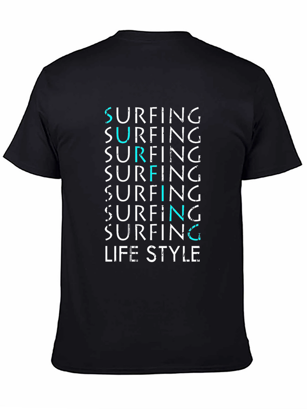 Surfing Lifestyle Graphic Tee - Black Cotton Blend
