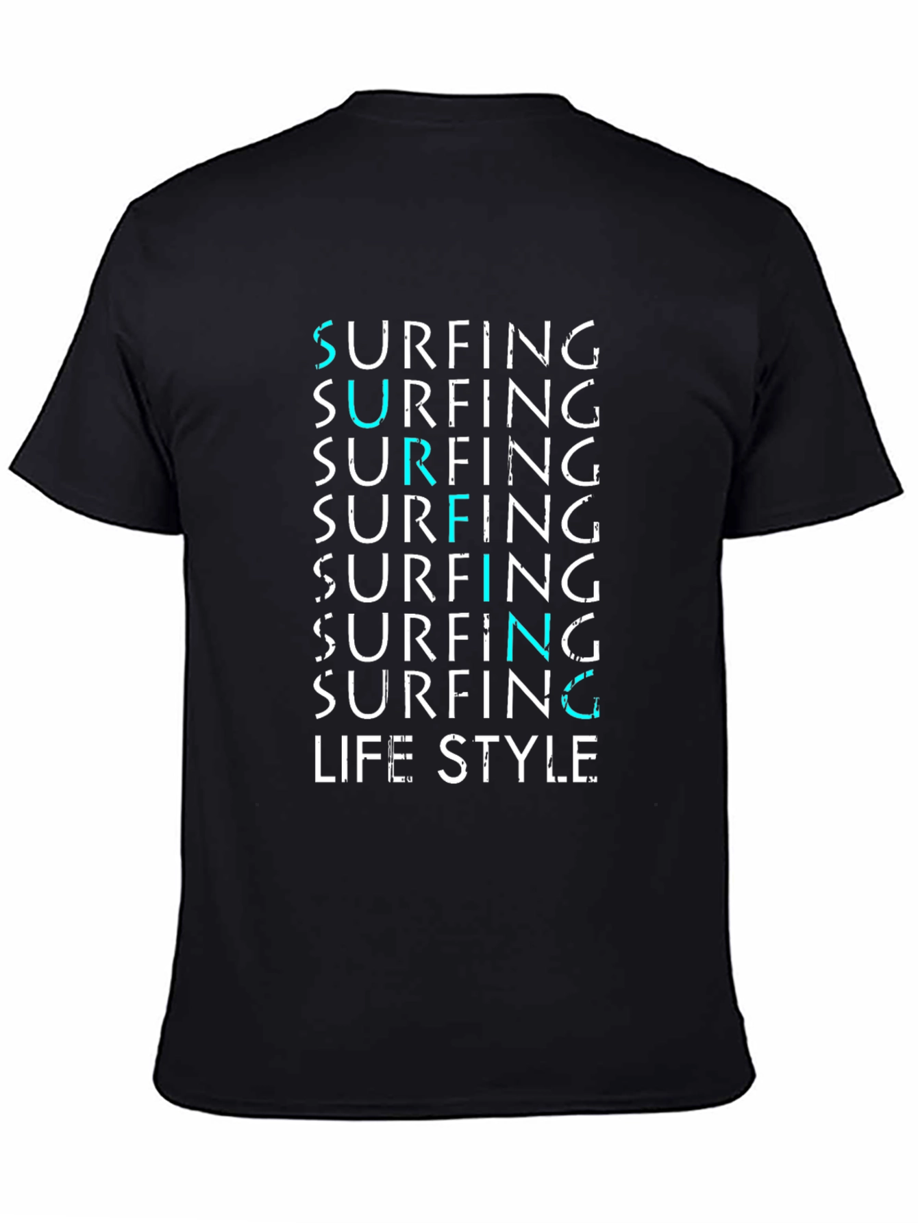Surfing Lifestyle Graphic Tee - Black Cotton Blend