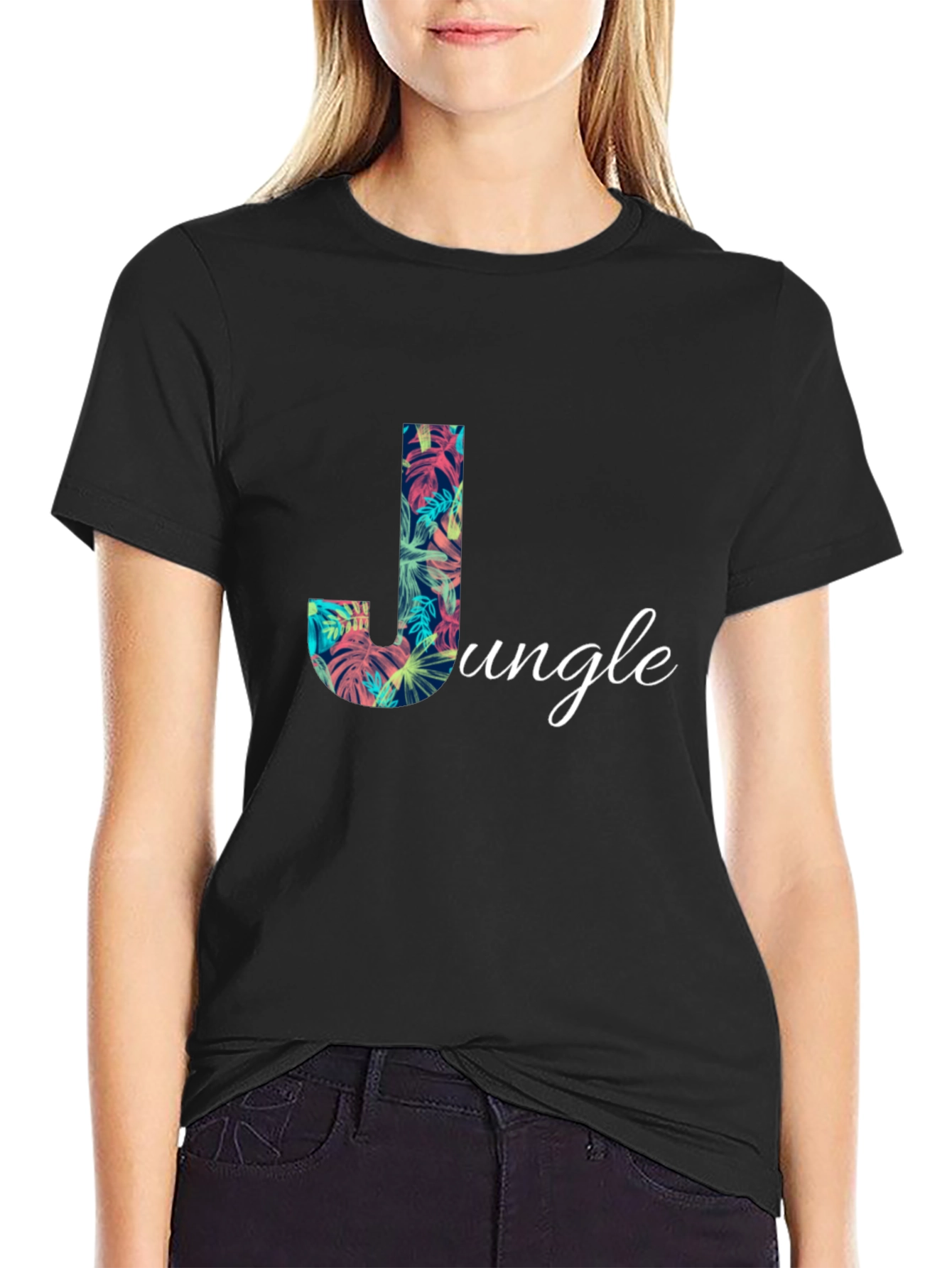 Jungle Print Black T-Shirt