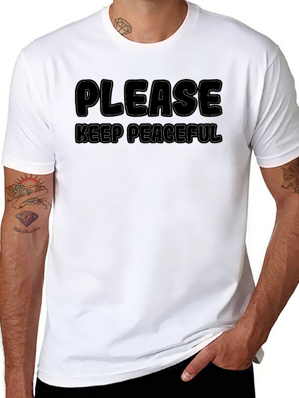 Please Keep Peaceful Black T-Shirt