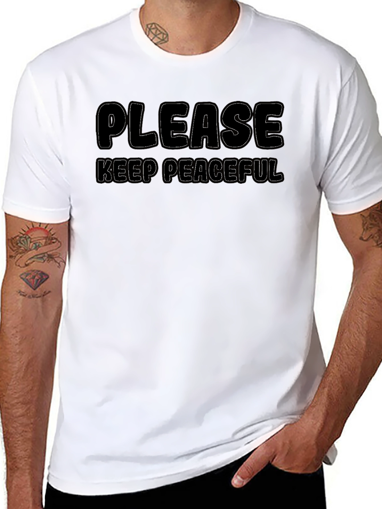 Please Keep Peaceful Black T-Shirt