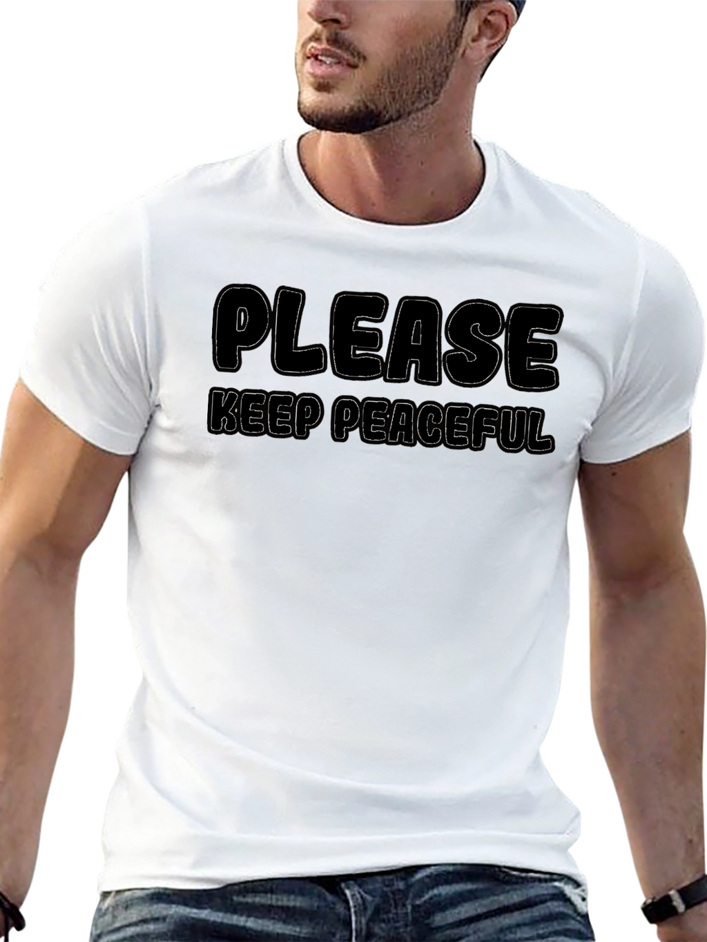 Please Keep Peaceful Black T-Shirt