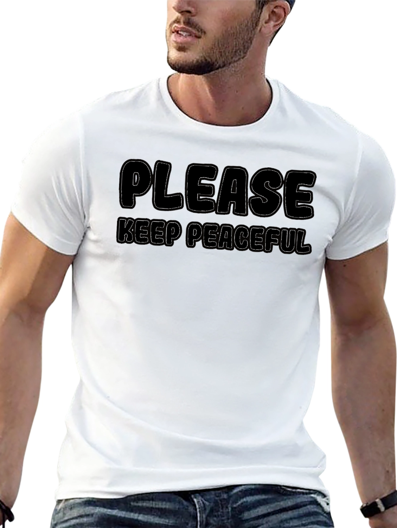 Please Keep Peaceful Black T-Shirt