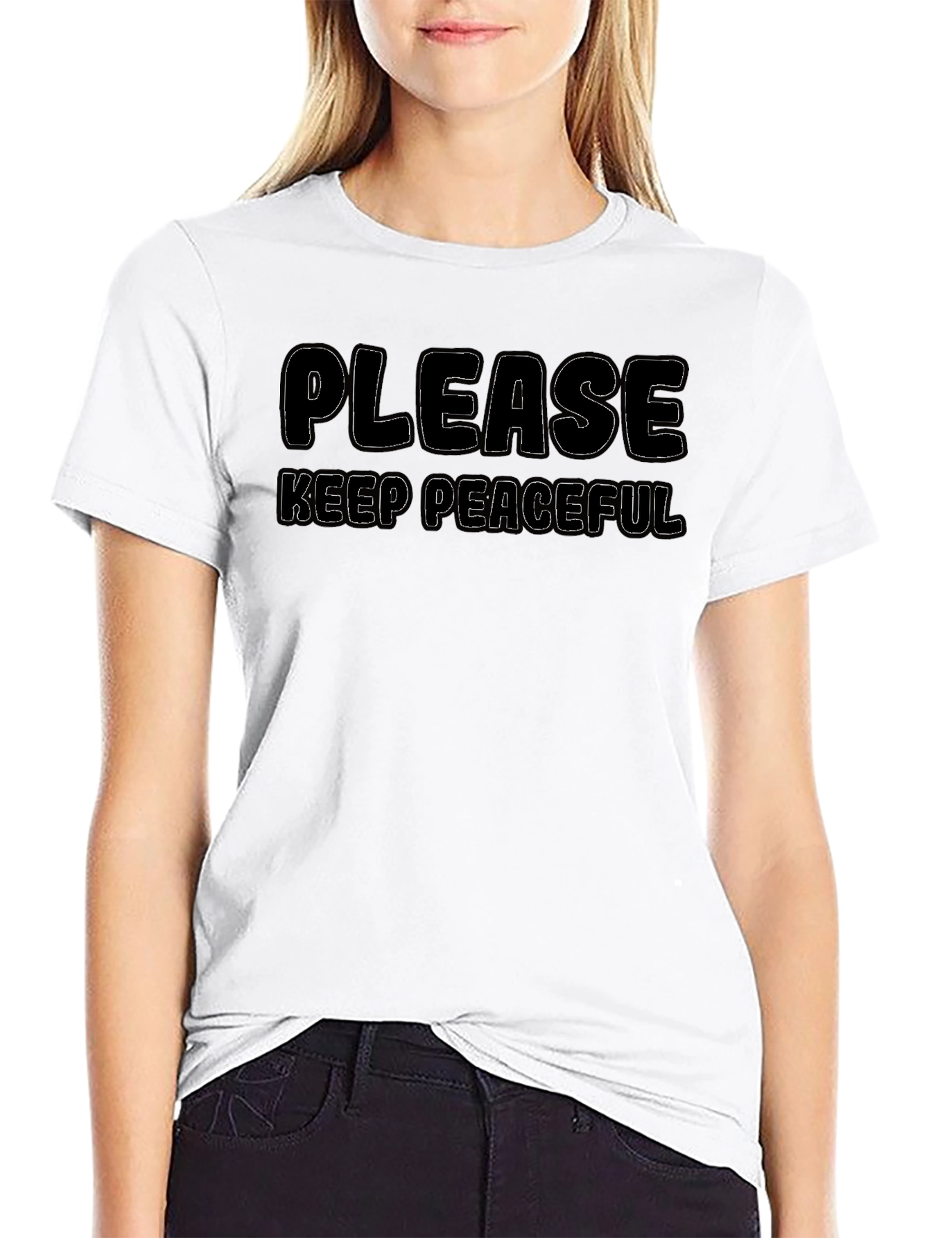 Please Keep Peaceful Black T-Shirt