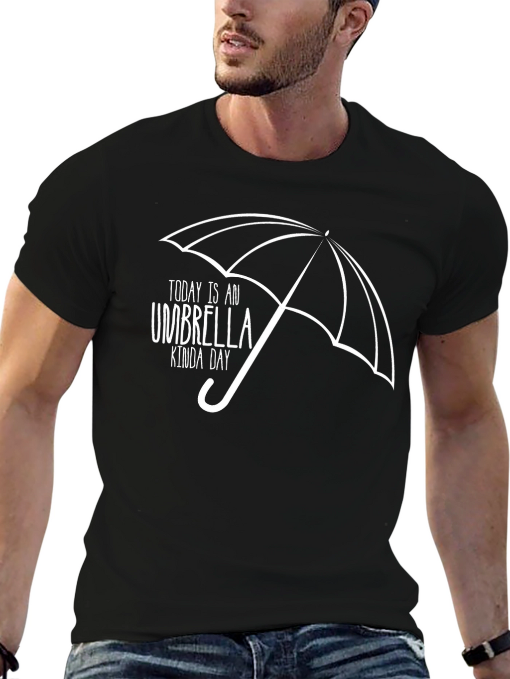 Umbrella Kinda Day Graphic Tee - Black Cotton T-Shirt