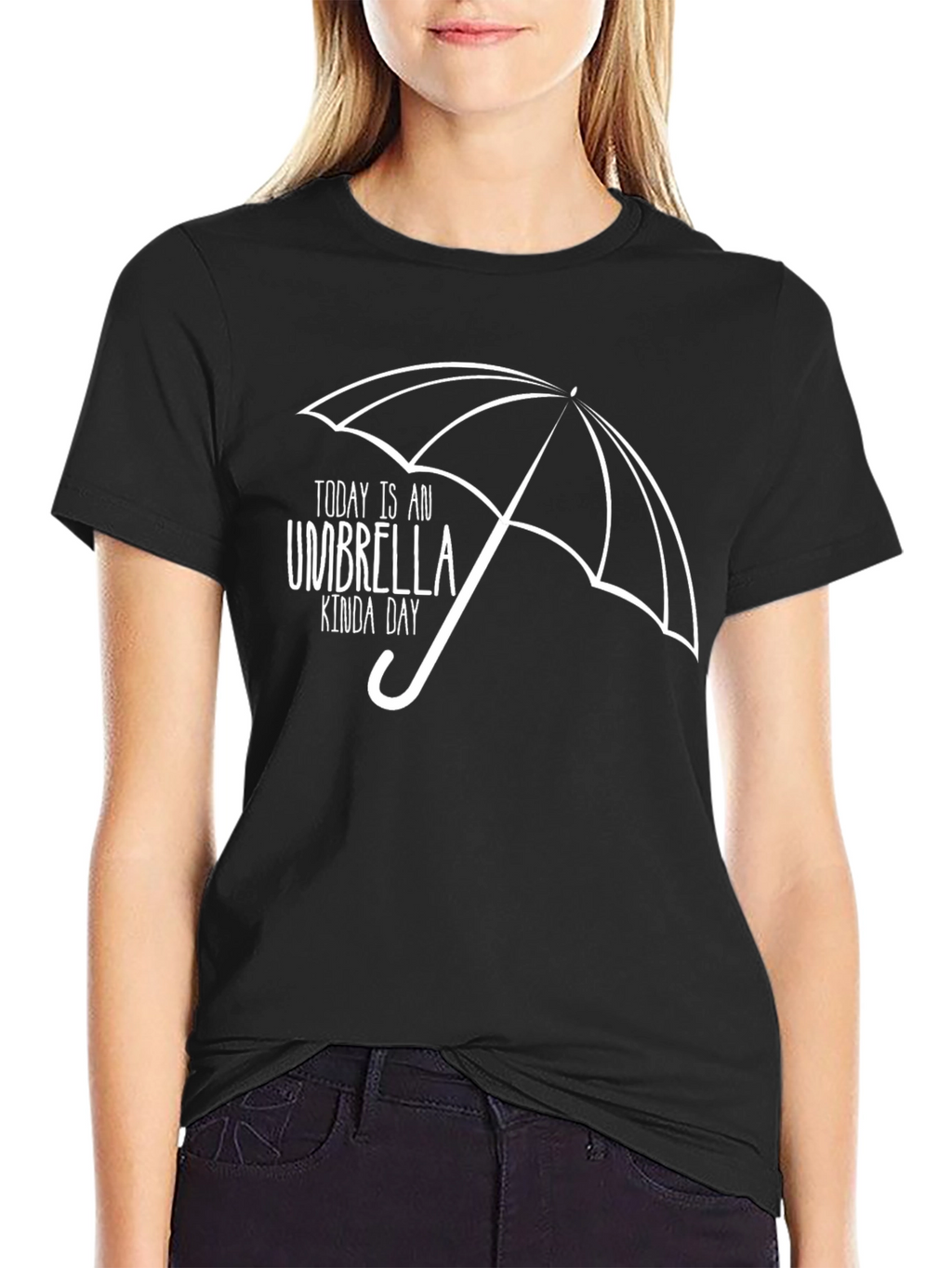 Umbrella Kinda Day Graphic Tee - Black Cotton T-Shirt