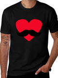 Heart Mustache Graphic Tee - Black
