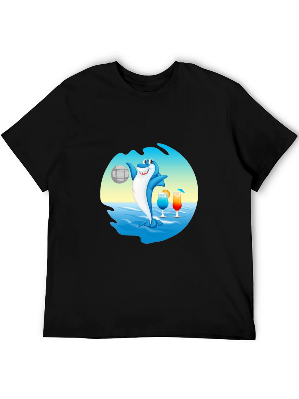 Shark Beach Volleyball Graphic T-Shirt