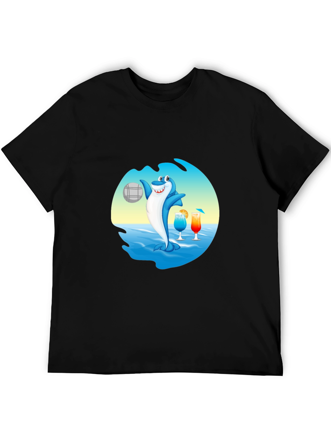 Shark Beach Volleyball Graphic T-Shirt