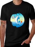 Shark Beach Volleyball Graphic T-Shirt