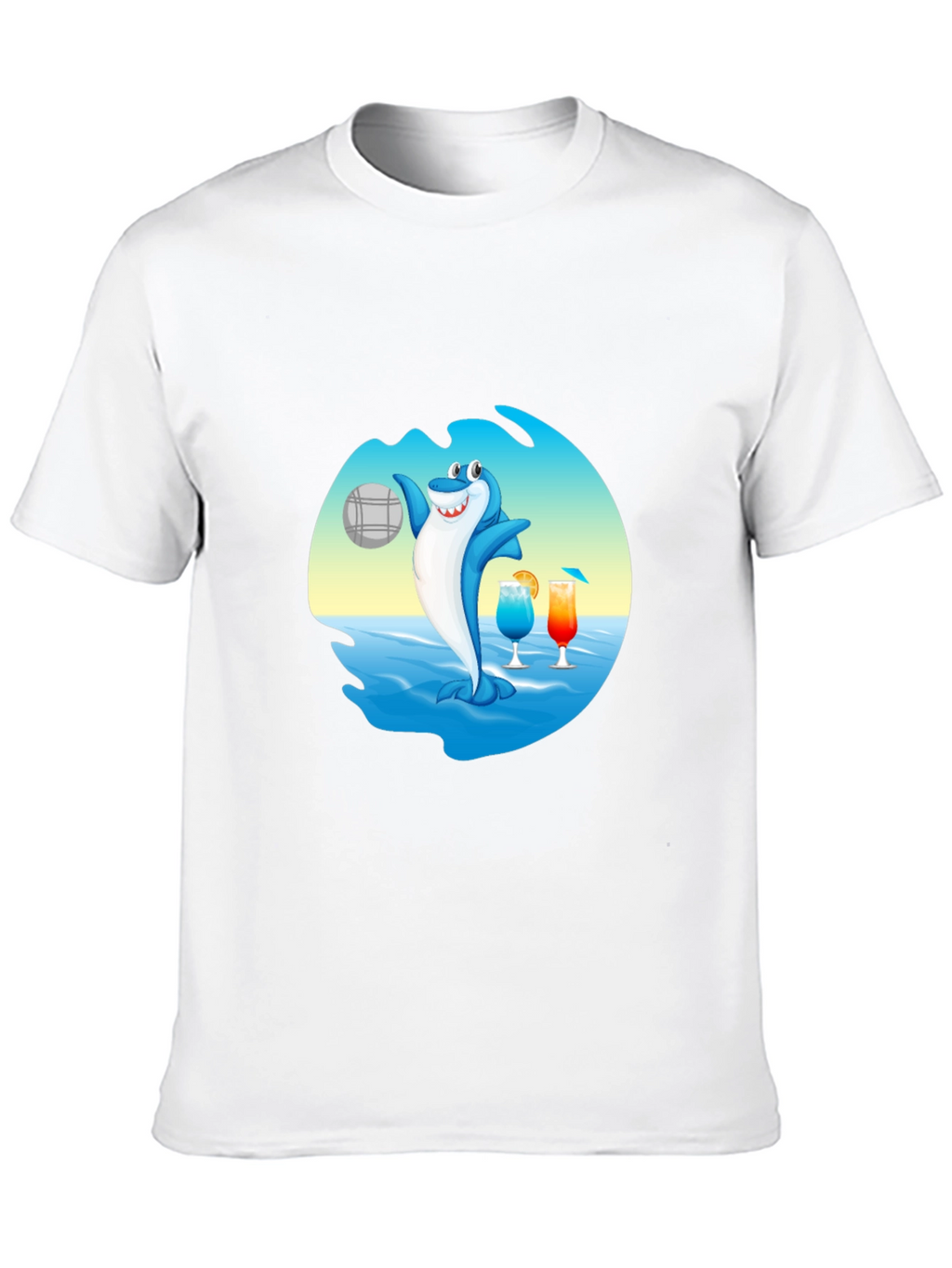 Shark Beach Volleyball Graphic T-Shirt