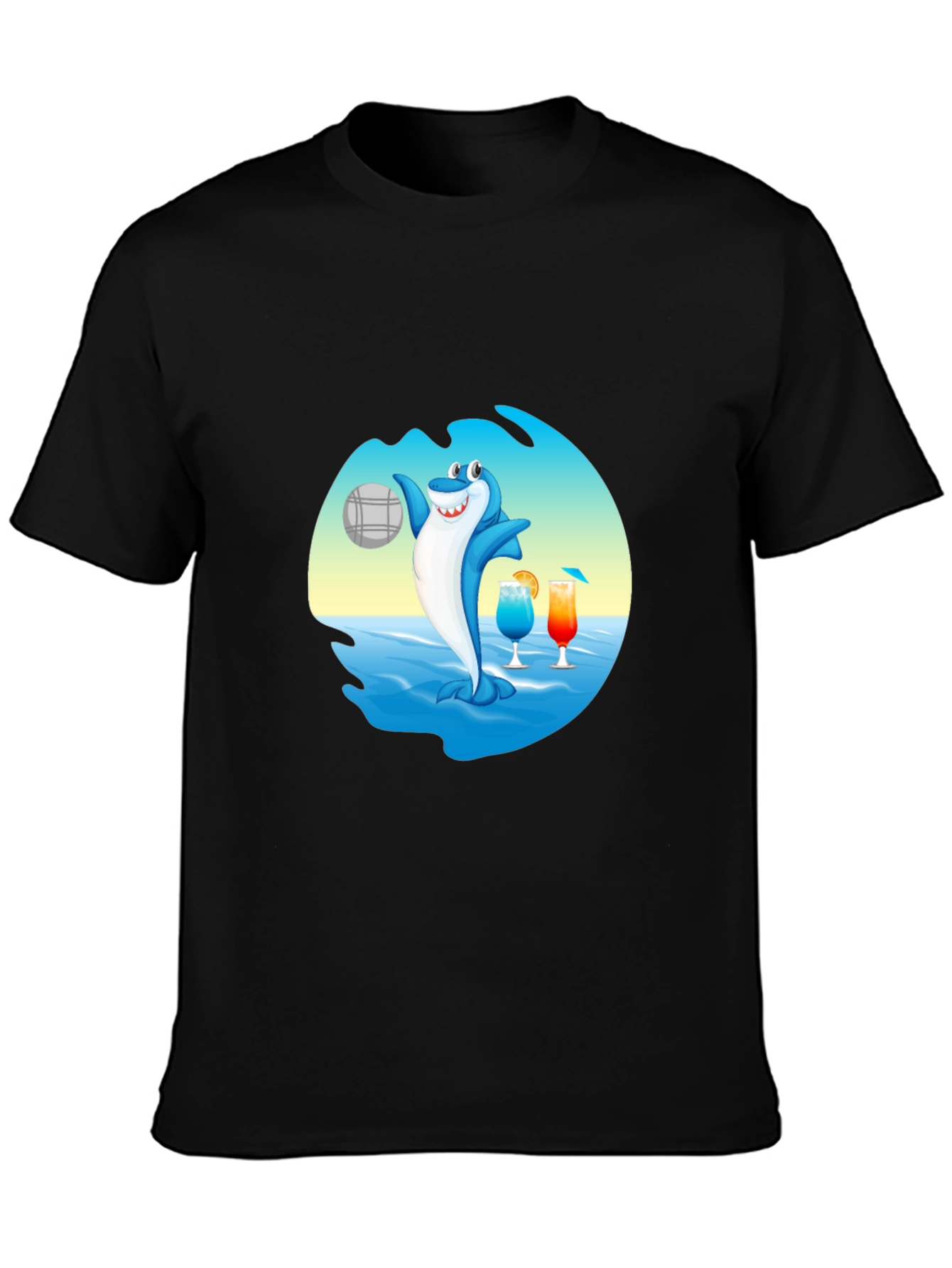Shark Beach Volleyball Graphic T-Shirt