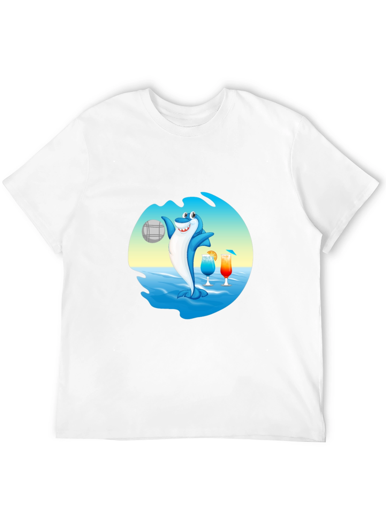 Shark Beach Volleyball Graphic T-Shirt