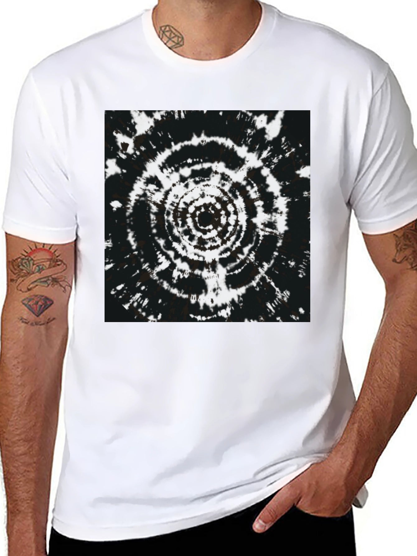 Black T-Shirt with Psychedelic Circle Design