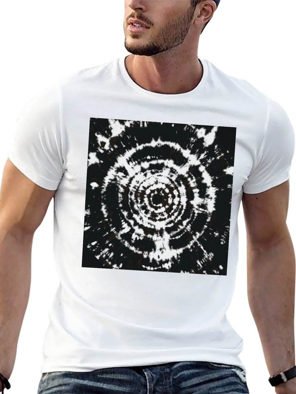 Black T-Shirt with Psychedelic Circle Design