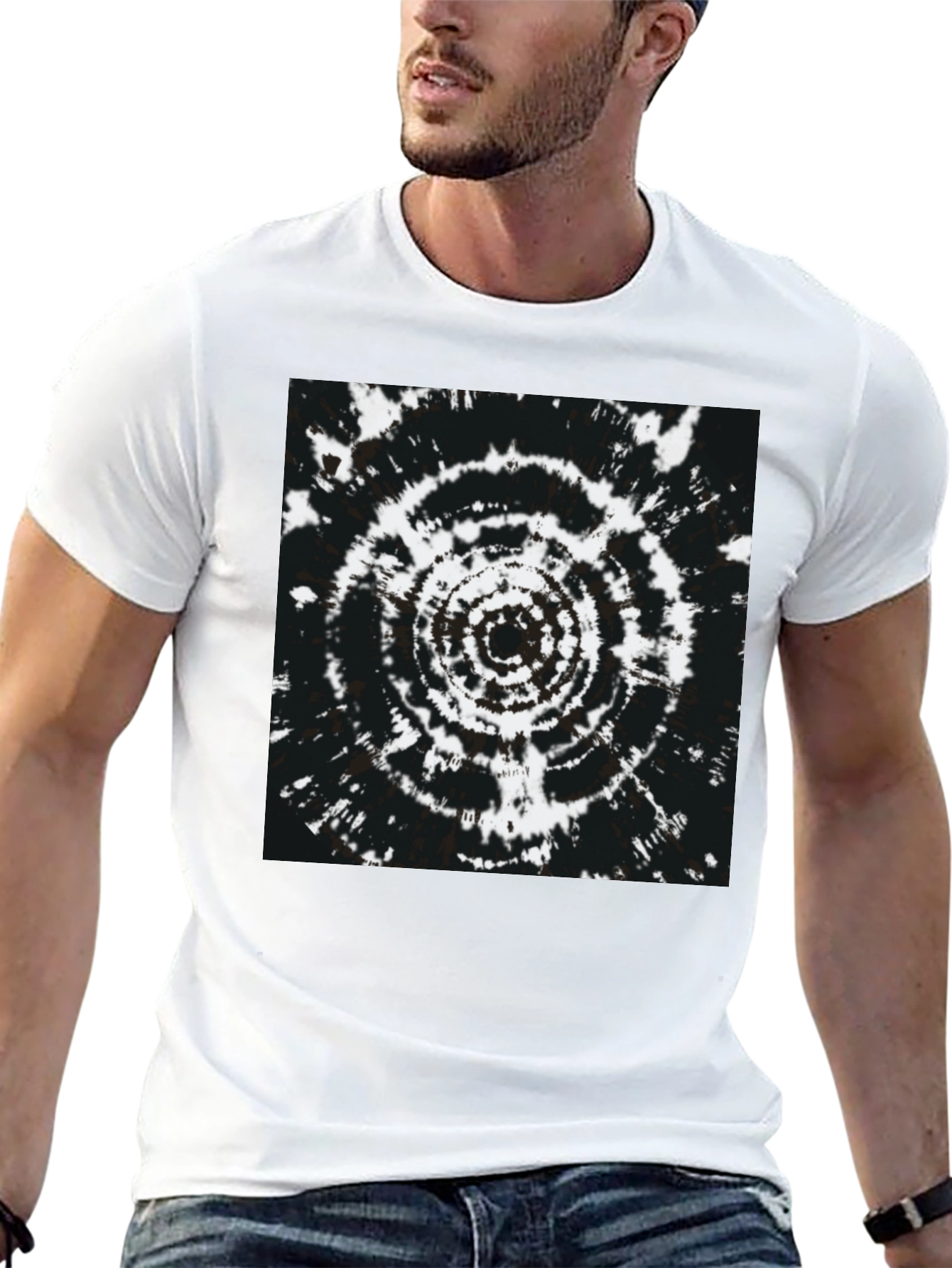 Black T-Shirt with Psychedelic Circle Design