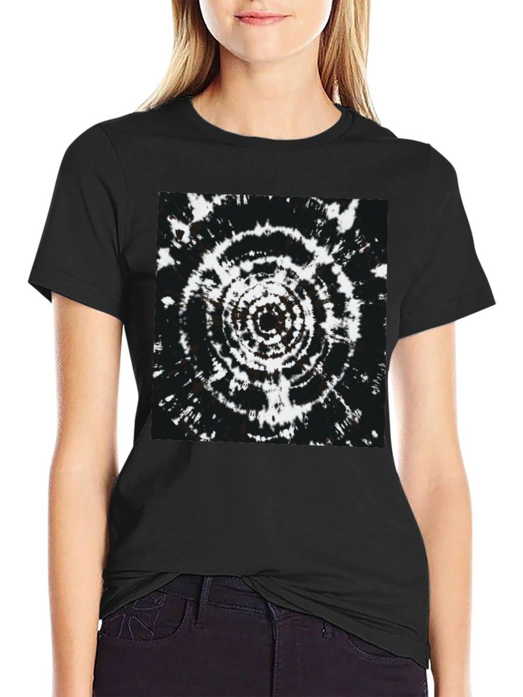 Black T-Shirt with Psychedelic Circle Design