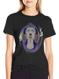 Dog with Headphones Graphic T-Shirt